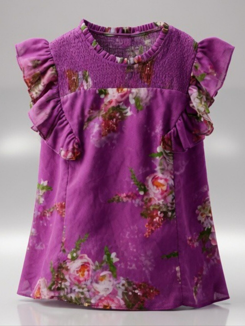 City Chic Purple Floral Smocked Dress NWOT Size 12 Or Plus XXS